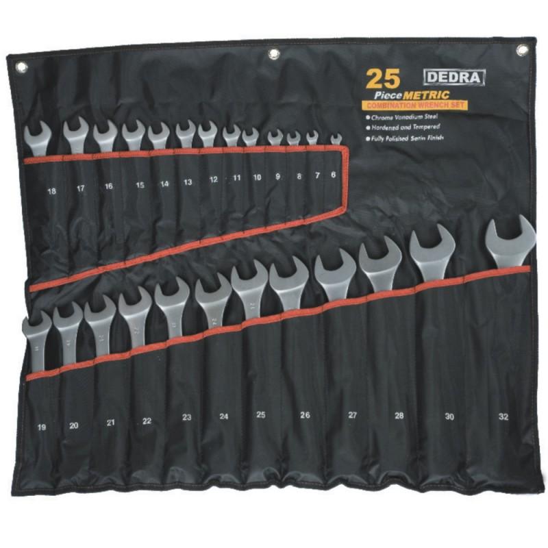 Gyűrű-villáskulcs készlet , 25db, CrV, 6-28, 30, 32mm PVC tartóban 0