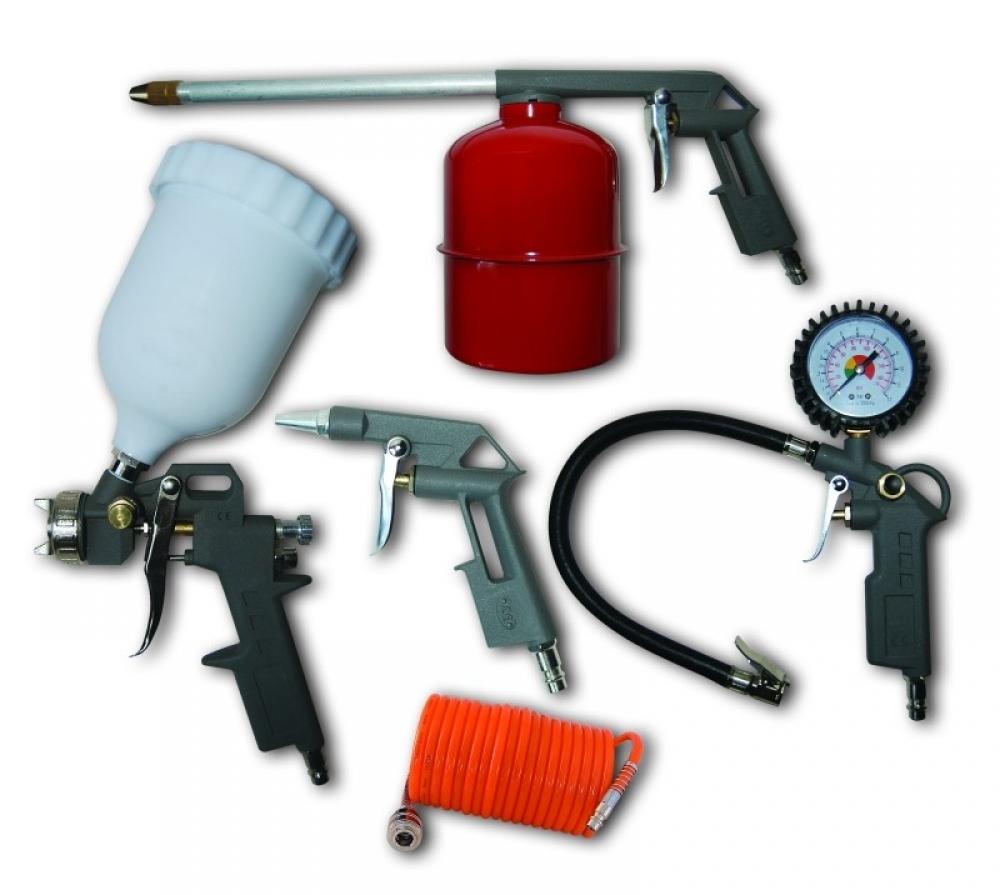 Pneumatikus készlet 5db, felültöltős festékszóró pisztoly, alultöltős festékszóró pisztoly, levegőfú 0