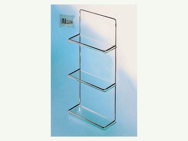 T_ FÜRDŐSZOBAI TÁROLÓ BMV3 3 RÉSZES ÜVEGPOLC 350×710×140 mm KRÓM 0