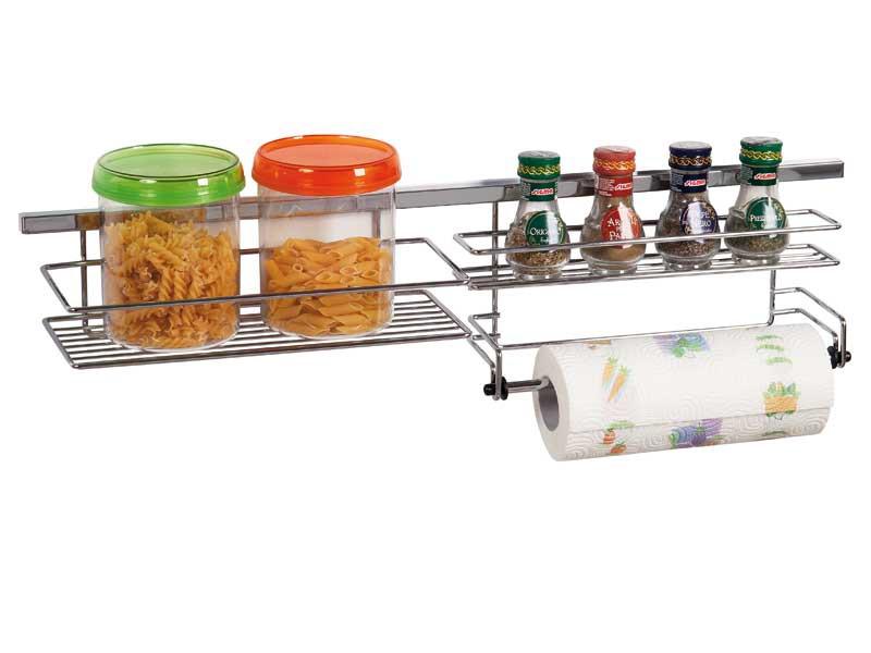 Megszűnt-KÜLSŐ FÉMRÁCS COMPACT FŰSZERTARTÓ ÉS PAPÍRTÖRLŐ TARTÓ 1 TÁLCÁS ALACSONY 705×150×200 mm 0