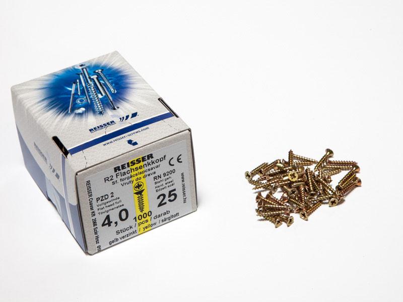 FACSAVAR REISSER 4x25mm ACÉL, SÁRGÍTOTT, TÖVIGMENETES 1000db/doboz 0
