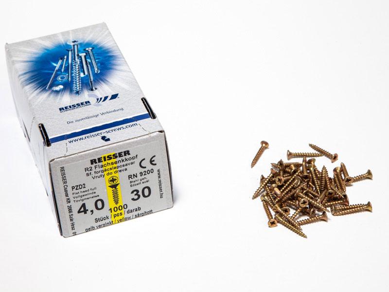 FACSAVAR REISSER 4x30mm ACÉL, SÁRGÍTOTT, TÖVIGMENETES 1000db/doboz 0