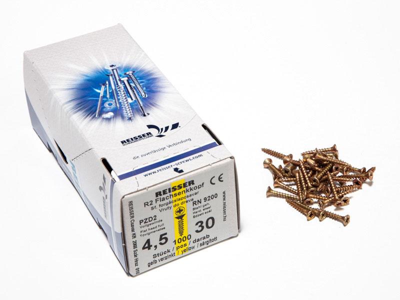 FACSAVAR REISSER 4,5x30mm ACÉL, SÁRGÍTOTT, TÖVIGMENETES 1000db/doboz 0