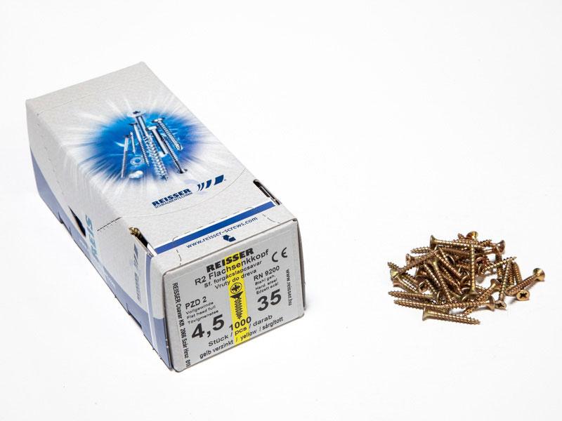 FACSAVAR REISSER 4,5x35mm ACÉL, SÁRGÍTOTT, TÖVIGMENETES 1000db/doboz 0