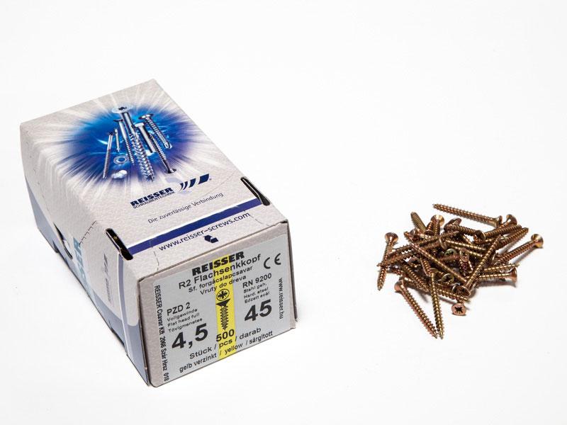 FACSAVAR REISSER 4,5x45mm ACÉL, SÁRGÍTOTT, TÖVIGMENETES 500db/doboz 0