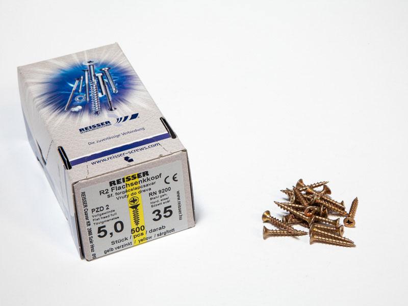 FACSAVAR REISSER 5x35mm ACÉL, SÁRGÍTOTT, TÖVIGMENETES 500db/doboz 0