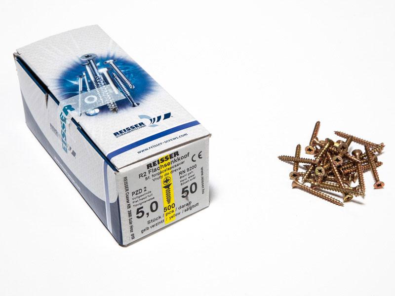 FACSAVAR REISSER 5x50mm ACÉL, SÁRGÍTOTT, TÖVIGMENETES 500db/doboz 0