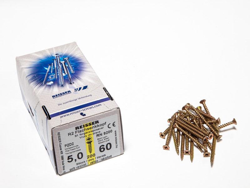 FACSAVAR REISSER 5x60mm ACÉL, SÁRGÍTOTT, TÖVIGMENETES 200db/doboz 0