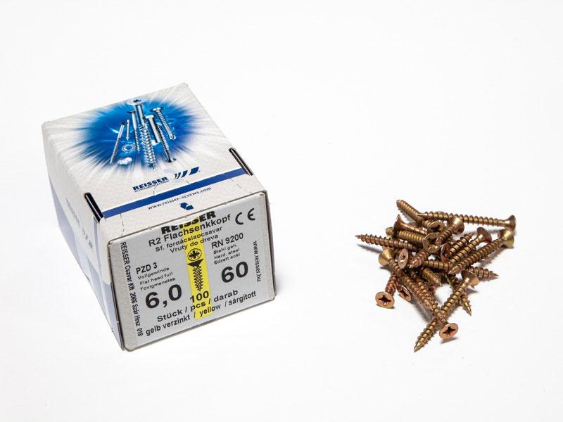 FACSAVAR REISSER 6x60mm ACÉL, SÁRGÍTOTT, TÖVIGMENETES 100db/doboz 0