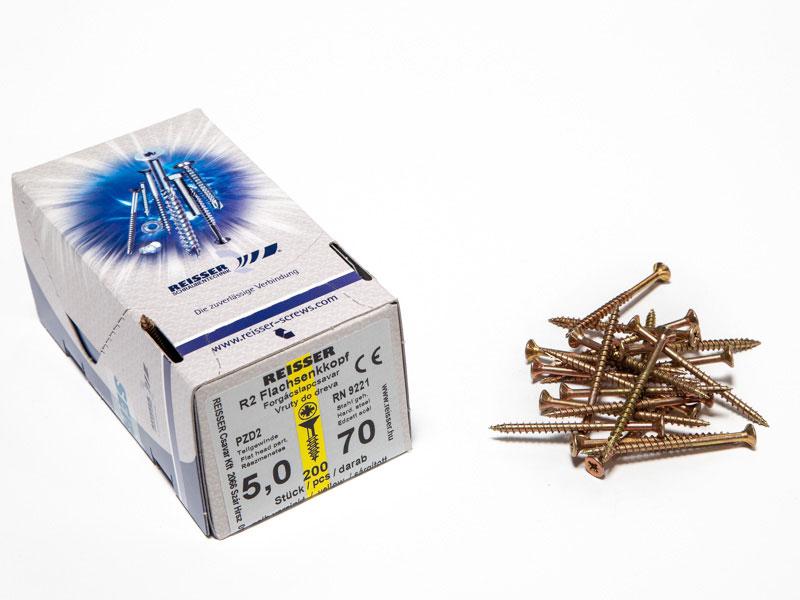 FACSAVAR REISSER 5x70mm ACÉL, SÁRGÍTOTT, RÉSZMENETES 200db/doboz 0