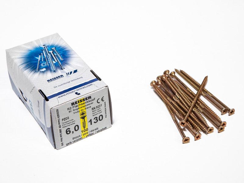 FACSAVAR REISSER 6x130mm ACÉL, SÁRGÍTOTT, RÉSZMENETES 100db/doboz 0