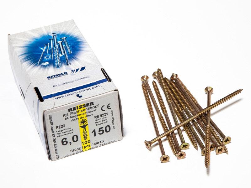 FACSAVAR REISSER 6x150mm ACÉL, SÁRGÍTOTT, RÉSZMENETES 100db/doboz 0