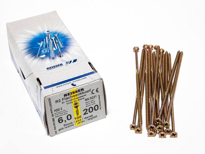 FACSAVAR REISSER 6x200mm ACÉL, SÁRGÍTOTT, RÉSZMENETES 100db/doboz 0