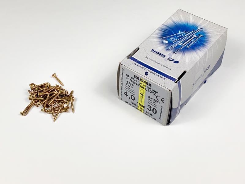 FACSAVAR REISSER 4x30mm TORX, ACÉL, SÁRGÍTOTT, TÖVIGMENETES 1000db/doboz 0