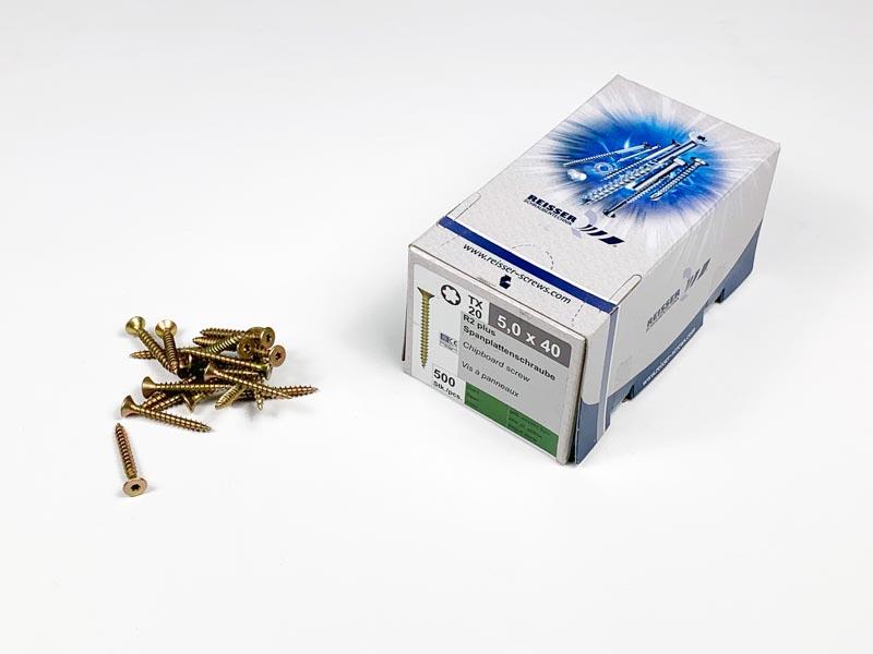 FACSAVAR REISSER 5x40mm TORX, ACÉL, SÁRGÍTOTT, TÖVIGMENETES 500db/doboz 0