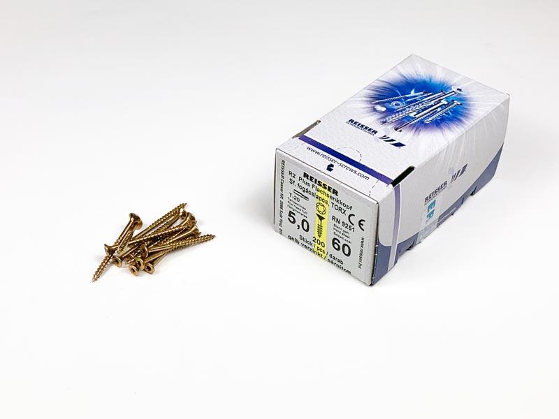 FACSAVAR REISSER 5x60mm TORX, ACÉL, SÁRGÍTOTT, RÉSZMENETES 200db/doboz 0