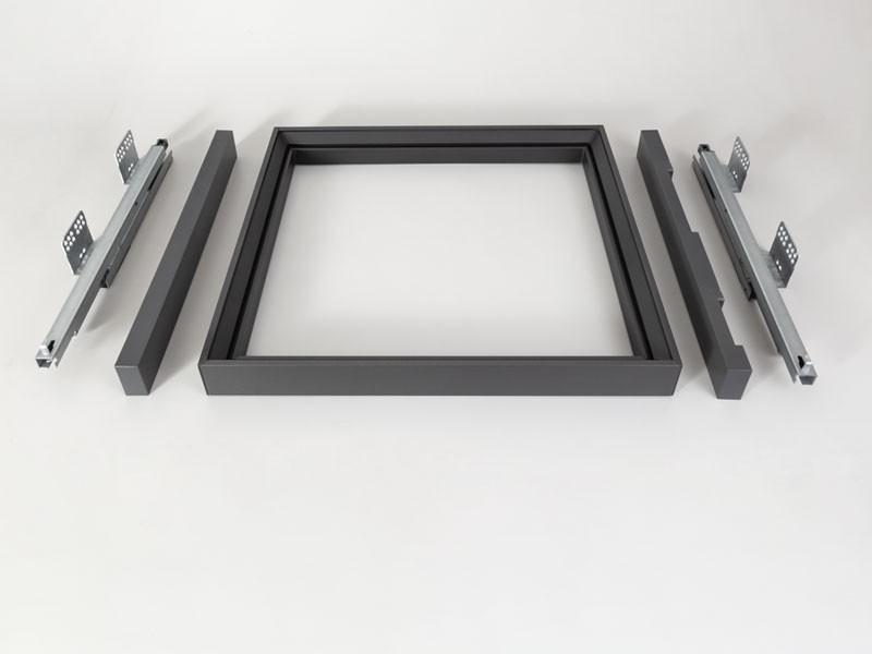 GARDRÓB SZERELVÉNY HOME BOX KOSÁRTARTÓ KERET CSILLAPÍTOTT FIÓKCSÚSZÓVAL 900MM, ACÉLSZÜRKE 0