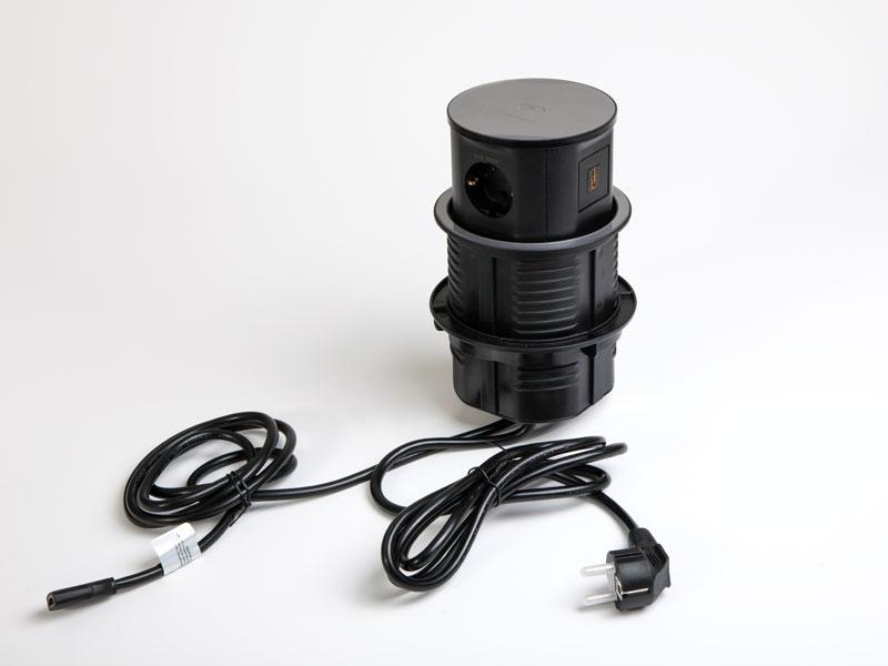 IRODABÚTOR TARTOZÉKOK KONNEKTOR ELOSZTÓ MODULBOX IVH - VEZ. NÉLK. TÖLT.+2x230V+2xUSB+HDMI FEKETE 0