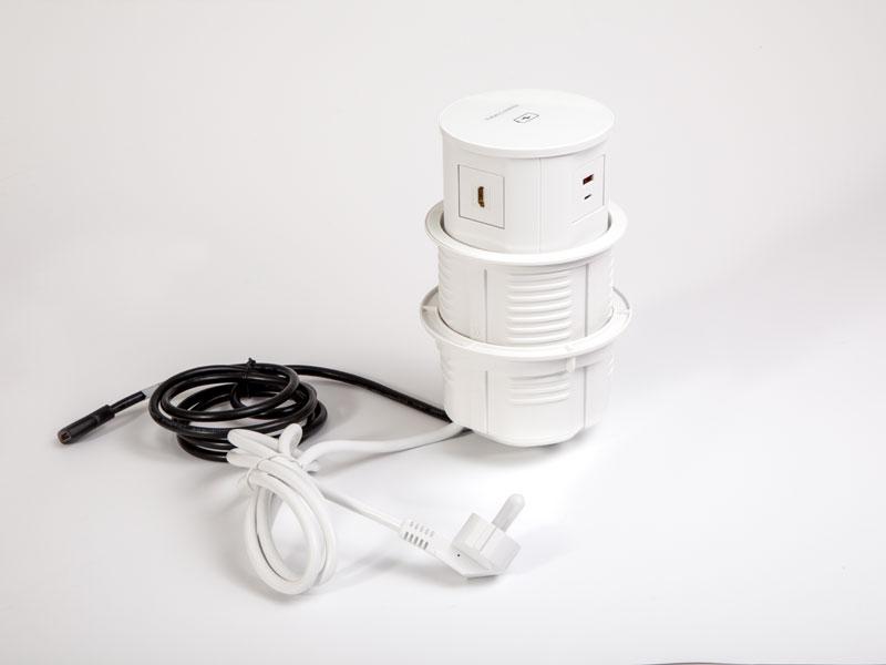 IRODABÚTOR TARTOZÉKOK KONNEKTOR ELOSZTÓ MODULBOX IVH - VEZ. NÉLK. TÖLT.+2x230V+2xUSB+HDMI FEHÉR 0