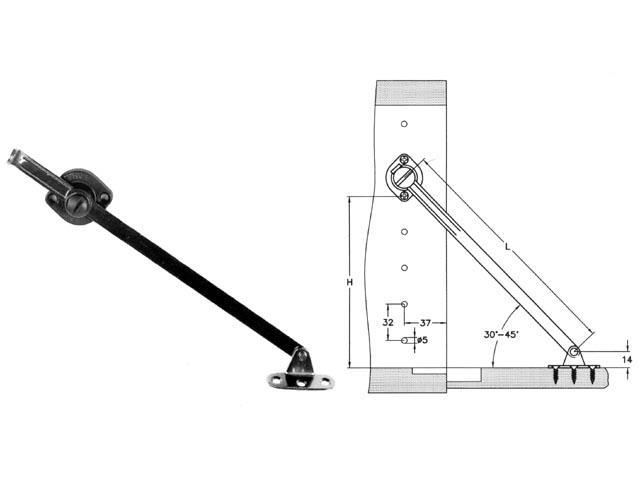 EGYÉB LENYÍLÓ VASALAT 257.9384.970.00 LENYÍLÓ OLLÓ HOSSZ: 224mm CINK-BARNA 0