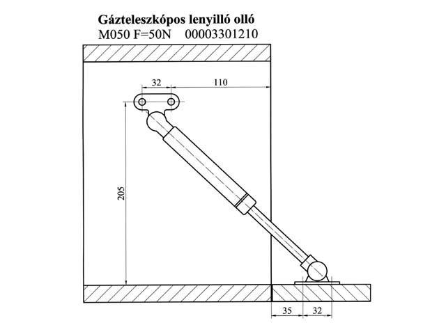 T_ EGYÉB FELNYÍLÓ VASALAT M050 GÁZTELESZKÓP 50N SZÜRKE 0