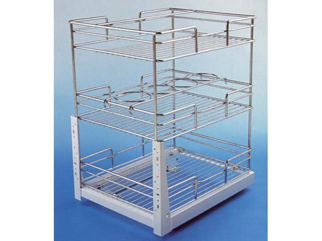 Megszűnt-T_ T_ BELSŐ FÉMRÁCS ML010-6 3 RÉSZES KIHÚZHATÓ POLC 554x535x455 mm KRÓM-SZÜRKE 0