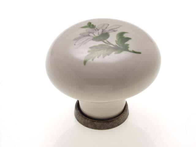 T_ BÚTORFOGANTYÚ P03.01.20.04 ÁTM:35 ANTIKOLT BRONZ-ZÖLD VIRÁG 0