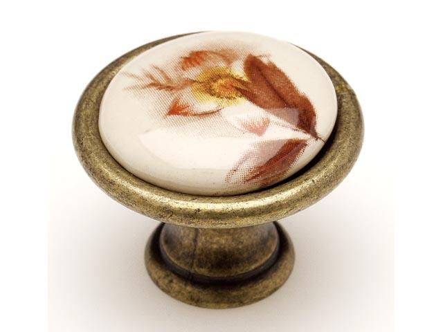 T_ BÚTORFOGANTYÚ P08.01.02.04 ÁTM:29 ANTIKOLT BRONZ-BARNA VIRÁG 0