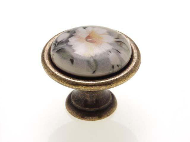 Megszűnt-BÚTORFOGANTYÚ P08.01.12.04 ÁTM:29 ANTIKOLT BRONZ-SZÜRKE VIRÁG 0