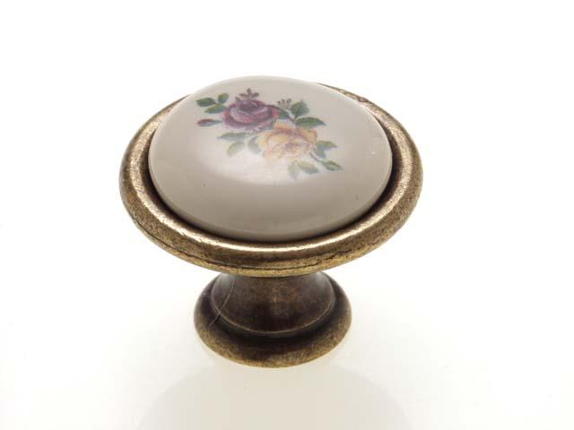 T_ BÚTORFOGANTYÚ P08.01.01.04 ÁTM:29 ANTIKOLT BRONZ-SZÍNES VIRÁG 0