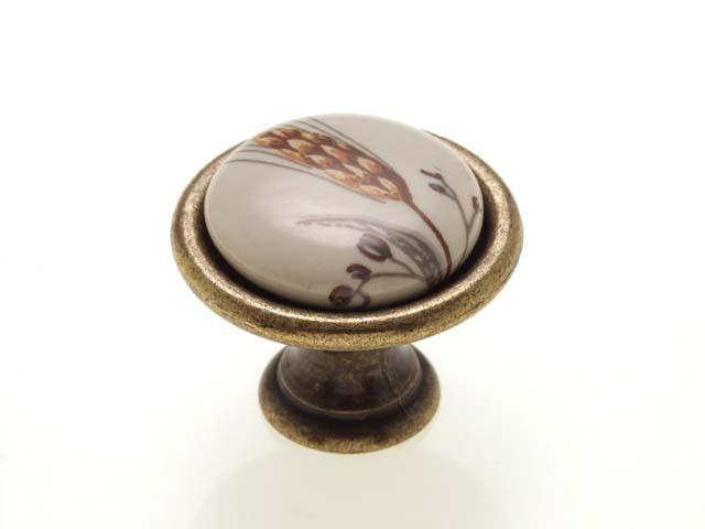 Megszűnt-BÚTORFOGANTYÚ P08.01.81.04 ÁTM:29 ANTIKOLT BRONZ-BÚZAKALÁSZ 0