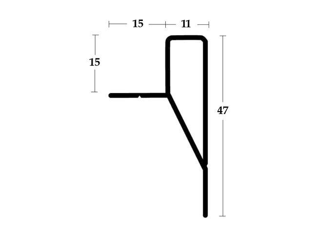 2794 FELSÖ TAKARÓ PROFIL, KÜLS EZÜST 26x47mm 2,6m 0